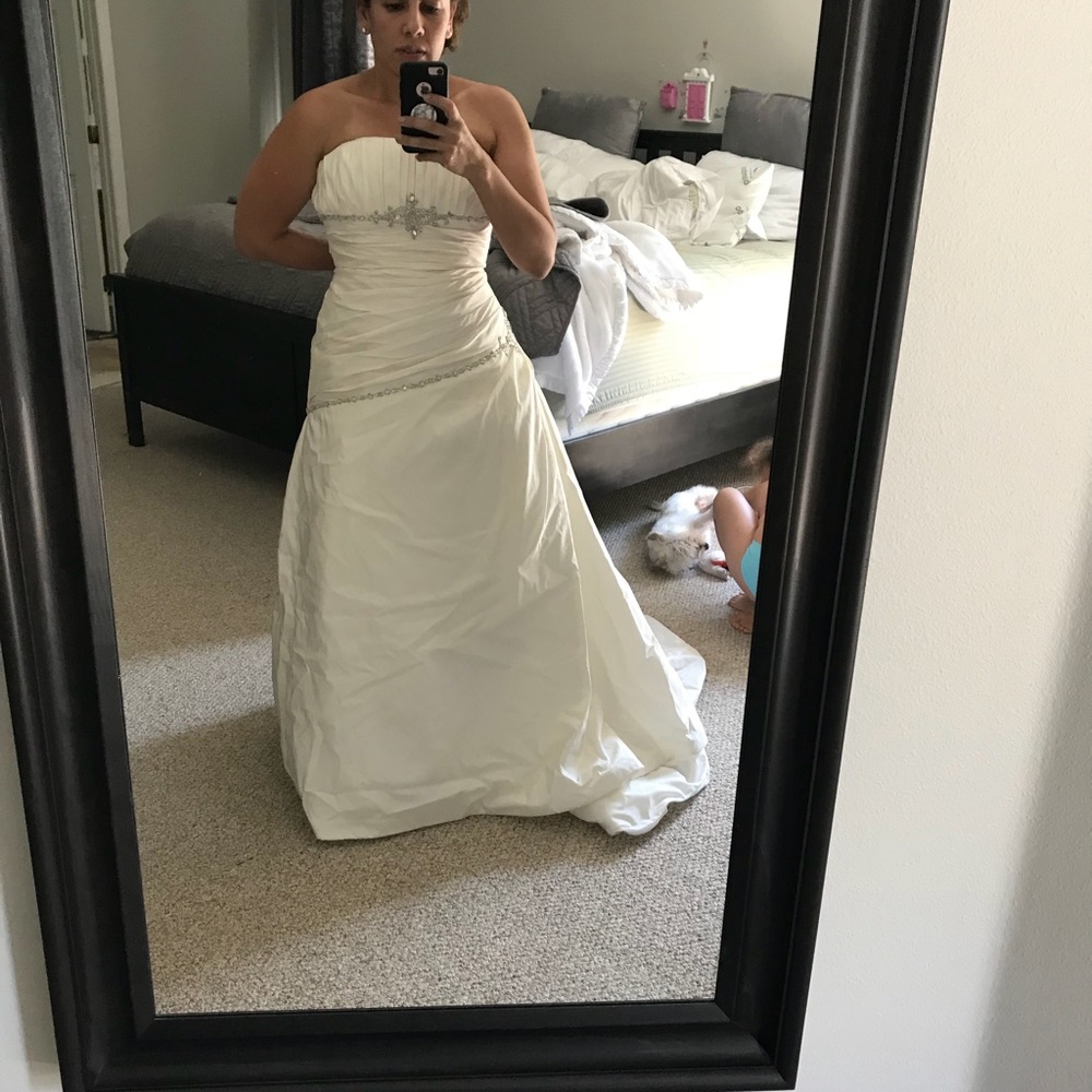 Strapless cream wedding dress